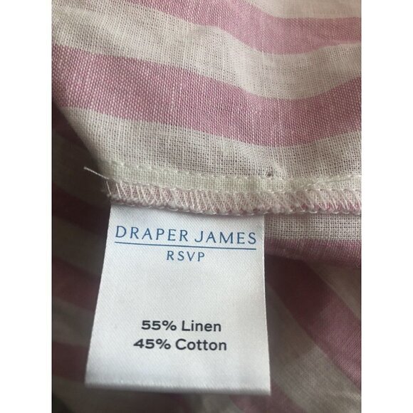 Draper James Size Medium RSVP Flutter Sleeve Smocked Top White Pink Stripe Linen - Picture 5 of 5